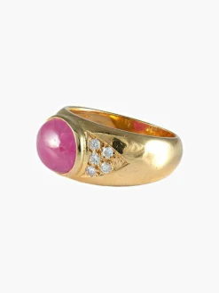 Bague rubis ovale cabochon suiffé or jaune