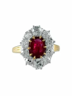 Bague Rubis ovale et Diamants