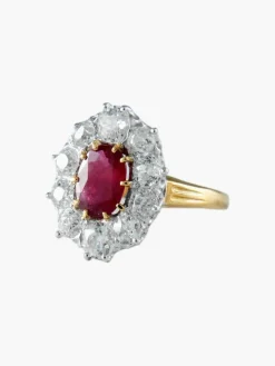 Bague Rubis ovale et Diamants