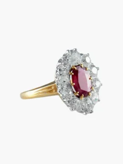 Bague Rubis ovale et Diamants