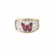 BAGUE RUBIS PAVEE DE DIAMANTS EN OR JAUNE 18K