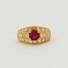 BAGUE RUBIS PAVEE DE DIAMANTS