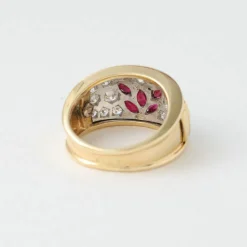 BAGUE RUBIS PAVEE DE DIAMANTS EN OR JAUNE 18K