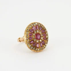 Bague Rubis Roses de Diamant, XIXe siècle