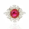 Bague rubis sang de pigeon et diamants taillés en poire