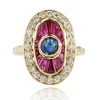 Bague rubis saphirs diamants style art déco