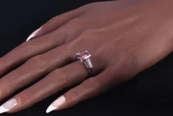 Bague rubélite et diamant