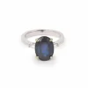 Bague Saphir 4.47 Carats Diamants Or Gris 18 Carats