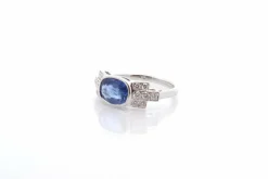 Bague saphir Birman non chaufée de 2,42cts et diamants
