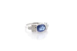 Bague saphir Birman non chaufée de 2,42cts et diamants