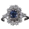 Bague saphir bleu et diamants en or blanc