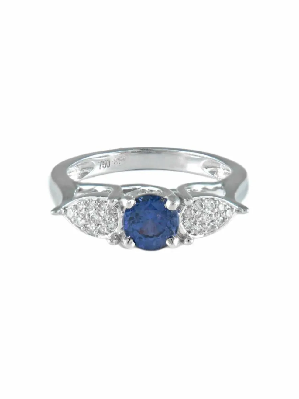 Bague Saphir bleu mauve et Diamants