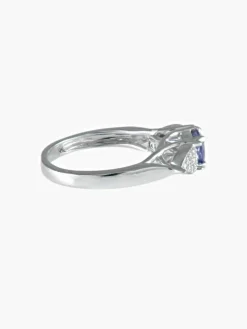 Bague Saphir bleu mauve et Diamants