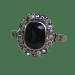 Bague saphir bleu époque victorienne