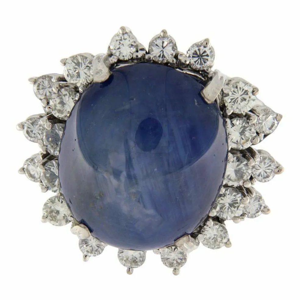 Bague Saphir cabochon Diamants