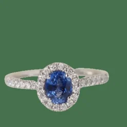 Bague, saphir ceylan, diamants