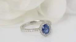 Bague, saphir ceylan, diamants
