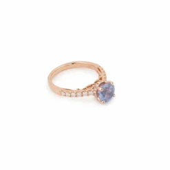 Bague saphir ceylan non chauffé 2.44 Carats diamants or rose (Certificat)