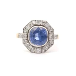 Bague saphir 3,05cts et diamants en or et platine