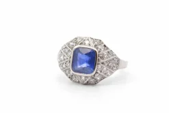 Bague saphir 1,51cts et diamants en platine