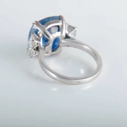 Bague Saphir de Ceylan 13.60cts Diamants taille princesse