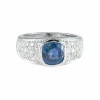 Bague saphir de Ceylan et diamants or blanc