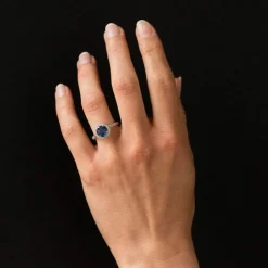 Bague saphir de ceylan et diamants