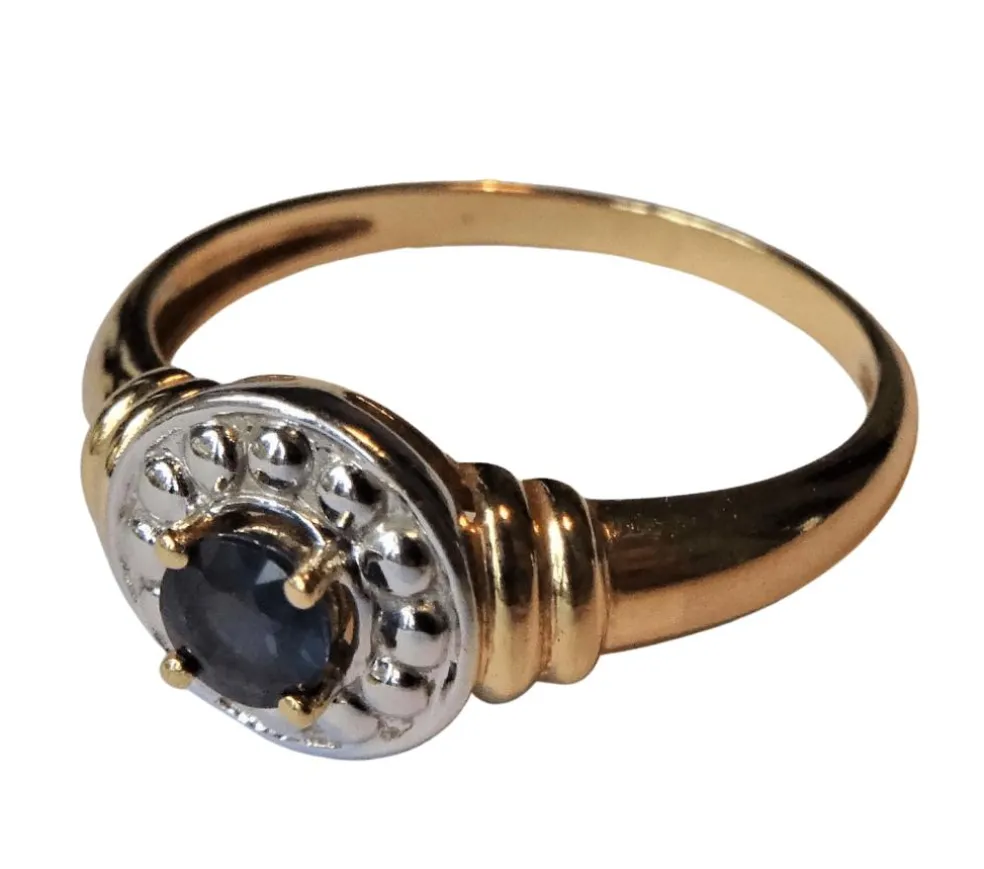 Bague Saphir des années 40 Or blanc et jaune