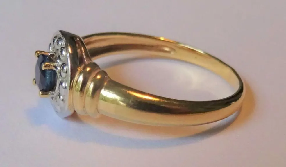 Bague Saphir des années 40 Or blanc et jaune