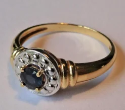 Bague Saphir des années 40 Or blanc et jaune