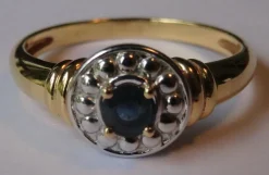 Bague Saphir des années 40 Or blanc et jaune