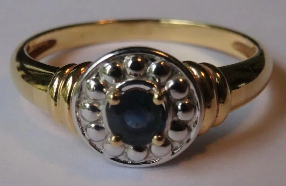 Bague Saphir des années 40 Or blanc et jaune
