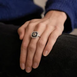 Bague saphir diamant - style Art Déco