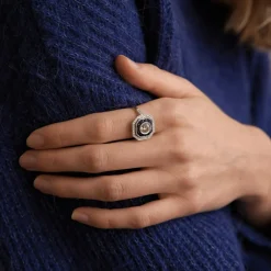 Bague saphir diamant - style Art Déco