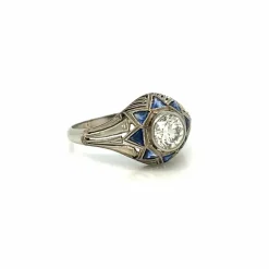 Bague Saphir Diamant Art Déco