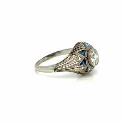 Bague Saphir Diamant Art Déco