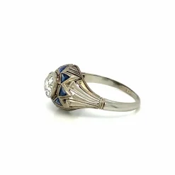 Bague Saphir Diamant Art Déco