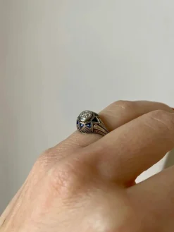 Bague Saphir Diamant Art Déco