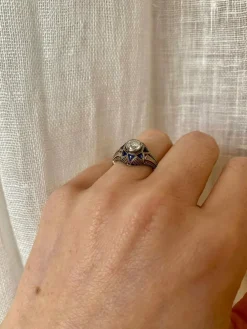 Bague Saphir Diamant Art Déco