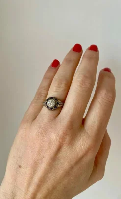 Bague Saphir Diamant Art Déco