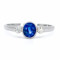 Bague Saphir, Diamant, Platine