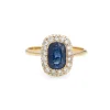 Bague Saphir Diamant Vintage Pierre Précieuse Fiançailles Or Jaune