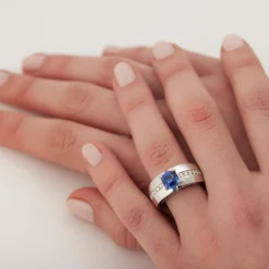 Bague saphir diamants