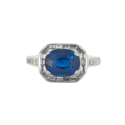Bague Saphir Diamants baguettes