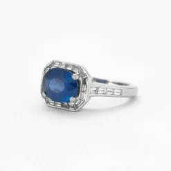 Bague Saphir Diamants baguettes