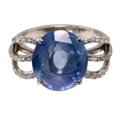 Bague saphir diamants création originale