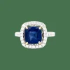 Bague saphir, diamants, deux ors.