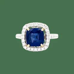 Bague saphir, diamants, deux ors.