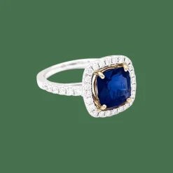 Bague saphir, diamants, deux ors.