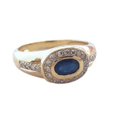 Bague Saphir Diamants Or Jaune